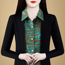 批发假俩件衬衫女时尚2026春秋季新款减龄百搭显瘦气质<b class='q'>妈妈装</b>长袖<b class='q'>上衣</b>