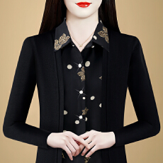 批发假俩件衬衫女时尚2026春秋季新款减龄百搭显瘦气质<b class='q'>妈妈装</b>长袖<b class='q'>上衣</b>