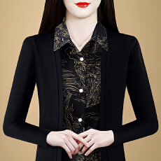 批发假俩件衬衫女时尚2026春秋季新款减龄百搭显瘦气质<b class='q'>妈妈装</b>长袖<b class='q'>上衣</b>