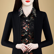 批发假俩件衬衫女时尚2026春秋季新款减龄百搭显瘦气质<b class='q'>妈妈装</b>长袖<b class='q'>上衣</b>