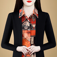 批发假俩件衬衫女时尚2026春秋季新款减龄百搭显瘦气质<b class='q'>妈妈装</b>长袖<b class='q'>上衣</b>