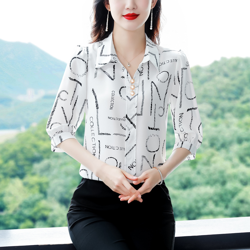실사 2026 봄 여름 새로운 외국 가스 여성 7부 소매 셔츠 다용도 뽕나무 누에 실크 맨위