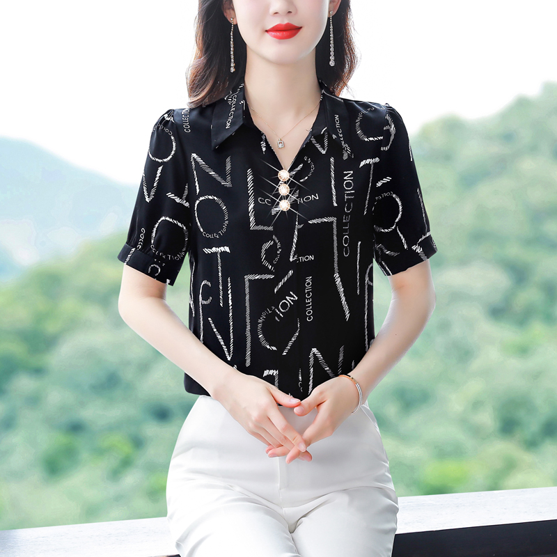 실사 2026 봄 여름 새로운 외국 가스 여성 반팔 셔츠 다용도 뽕나무 누에 실크 맨위