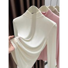 批发<b class='q'>莫代尔</b>立领打底衫女2025春秋新款内搭超弹面膜衣<b class='q'>t</b><b class='q'>恤</b>纯色长袖上衣