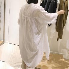 批发韩国<b class='q'>防晒衣</b>女2026夏中长款学生衬衫上衣韩版宽松超仙开衫薄外套潮