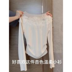 批发2026立体花朵长袖T恤女春秋新款高级感绝美修身显瘦打底衫上衣