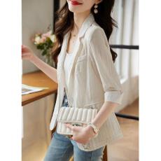 批发纯色雪纺五分袖西装<b class='q'>外套</b>女2026夏季新款潮流<b class='q'>休闲</b>防晒薄款上衣