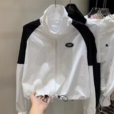 批发韩版高腰显瘦短外套女2026年<b class='q'>夏</b>季新款薄款拼色小个子洋气防晒外套