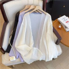 批发女装夏季薄款衣外穿2026压褶设计开衫<b class='q'>外套</b>宽松型<b class='q'>百搭</b>上衣
