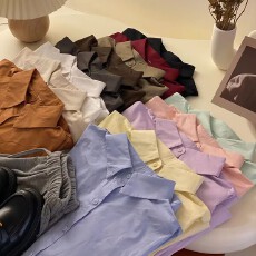 批发常规时尚净版多色气质休闲衬衫女春秋宽松百搭打底叠穿衬衣