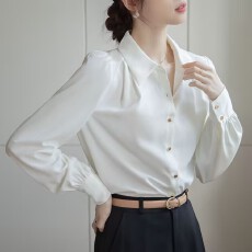 批发春秋新款韩版宽松白色<b class='q'>衬衫</b>长袖上衣通勤设计感小众轻奢<b class='q'>职业</b><b class='q'>衬衫</b>女