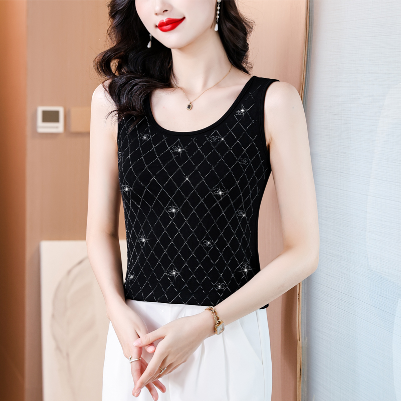 RY537# 实拍2026新款时尚高级感水钻气质显瘦百搭单穿内搭高弹棉背心...