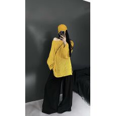 批发今年流行绝美长袖针织衫女早秋慵懒风宽松软糯超好看侧开衩上衣