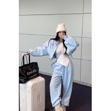 批发韩系小个子时尚套装冬季短款加厚圆领<b class='q'>棒球</b>服<b class='q'>外套</b>加绒阔腿裤两件套