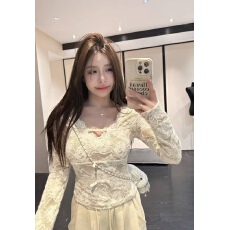 批发加绒加厚V领收腰打底衫纯欲修身蕾丝<b class='q'>长袖</b>内搭<b class='q'>上衣</b>