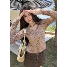 批发韩系爱心图案V领长袖<b class='q'>防晒</b>T恤女2026春夏新款时尚气质百搭显瘦上衣