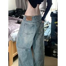 批发重工满天星烫钻<b class='q'>牛仔裤</b>女2026春新款街头宽松阔腿拖地裤