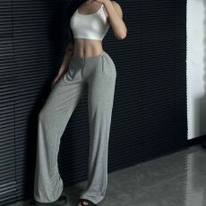 批发辣妹垂感运动瑜伽健身裤女春季慵懒风显腿长包臀<b class='q'>显瘦</b>直筒休闲长裤