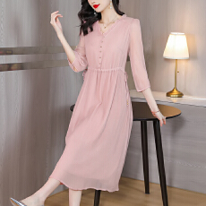 批发真丝桑蚕丝<b class='q'>连衣裙</b>女装夏季2026新款奢华小个子年轻妈妈<b class='q'>长裙</b>子