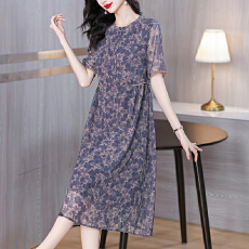 批发中年妈妈乔其纱<b class='q'>连衣裙</b>2026夏季新款大码女装宽松高端雪纺裙子夏季