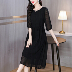 批发2026夏季新款女士<b class='q'>连衣裙</b>洋气灯笼袖小黑裙优雅气质长裙
