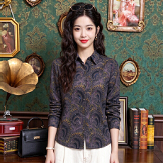 批发2026秋冬新款印花翻领宽松女衬衣