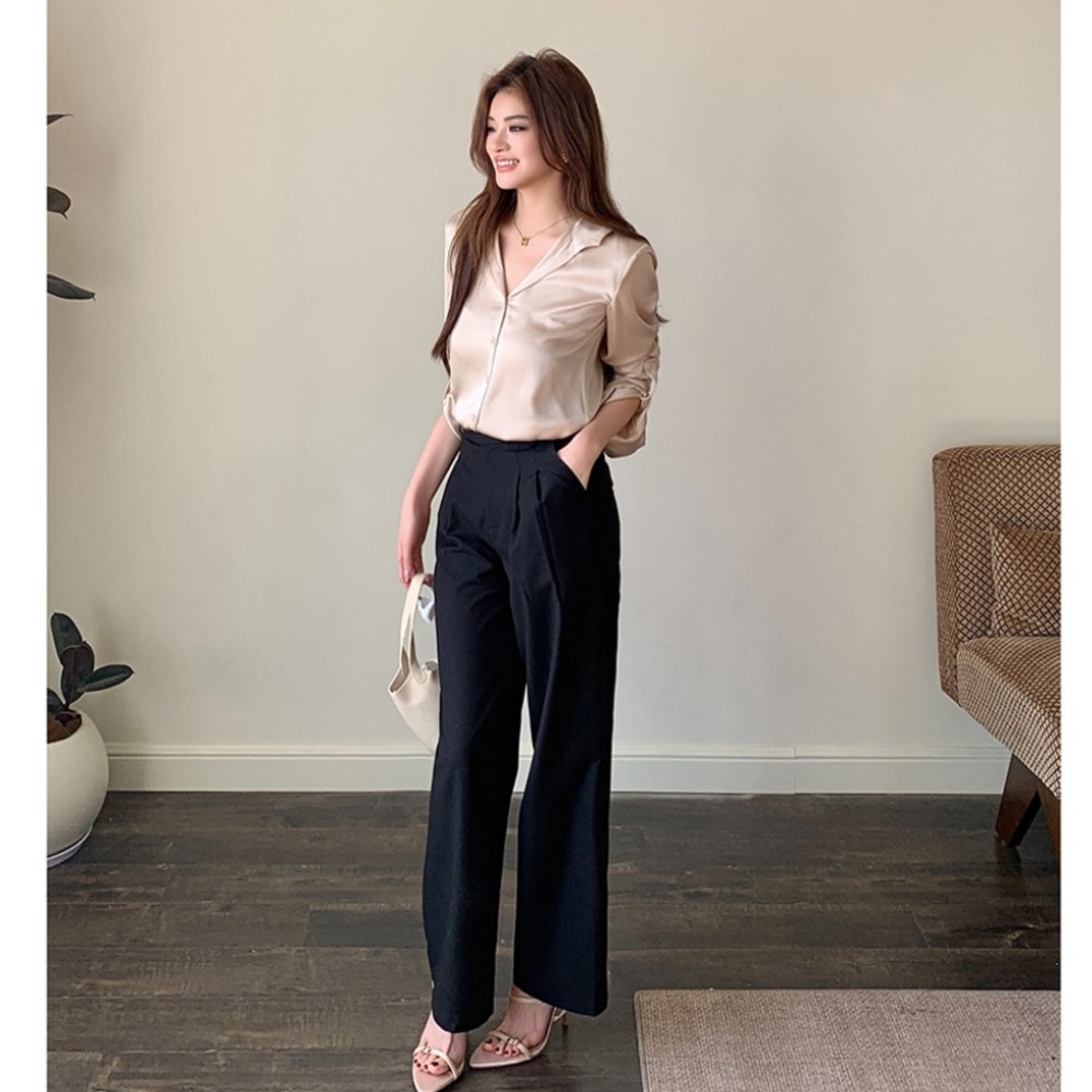 FA35667# 一套有售 秋冬新款简约气质垂感阔腿裤高腰百搭休闲西装裤女长裤 服裝批發女裝批發服飾貨源