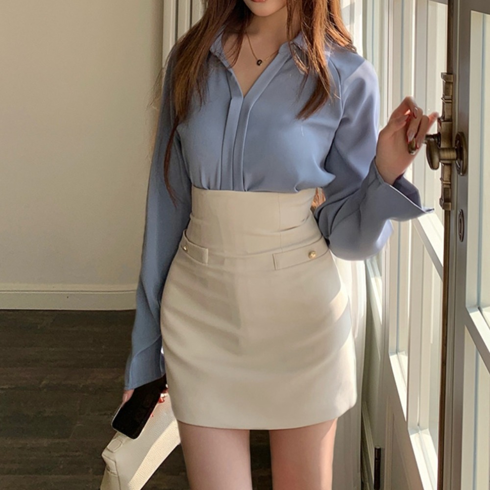 FA35666# 一套有售 秋冬新款高腰气质包臀a字短裙女收腰显瘦显身材半身裙子 服裝批發女裝批發服飾貨源