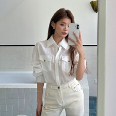 批发实拍2026春装新款竹天丝衬衫女纯欲口袋薄款<b class='q'>外套</b><b class='q'>气质</b>内搭长袖上衣