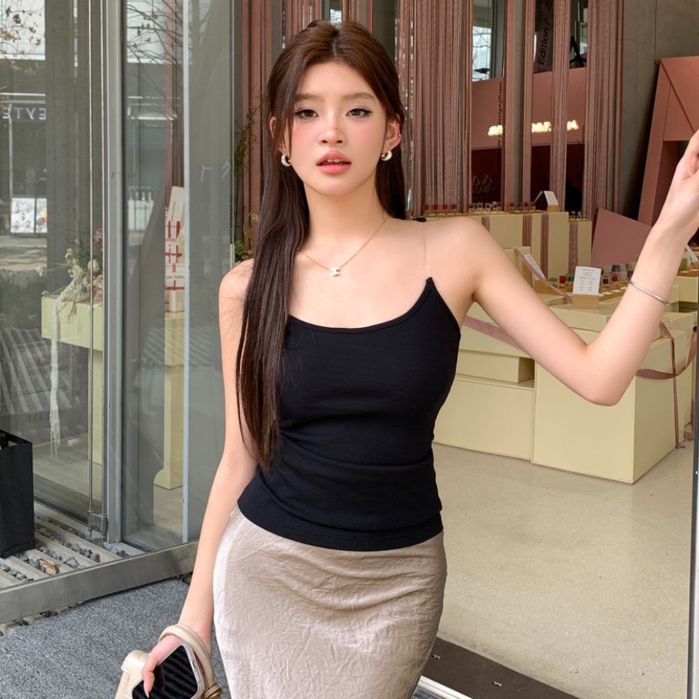 실사 2026 봄 여름 새로운 디자인 센스 비전 잘못된 게재 위치 투명 물고기 선 슬립 몸매 가꾸기 핫걸 조끼 맨위 여성