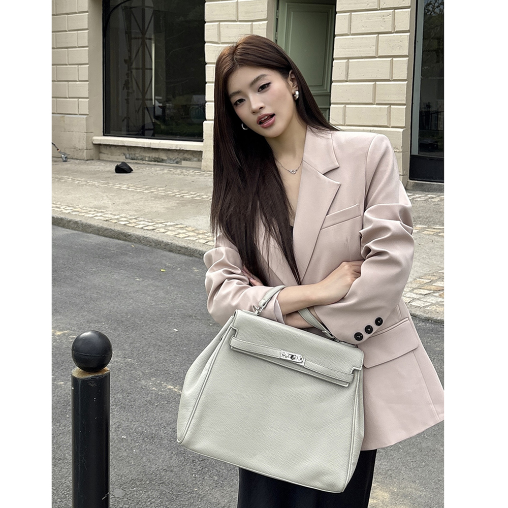 실사 2026 봄 드레스 새로운 핑크색 정장 여성 고급 센스 루즈핏 캐주얼 품격 정장 출퇴근 재킷 맨위