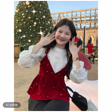 批发火火火【限定氛围】韩系氛围感珍珠v领<b class='q'>丝绒</b>吊带上衣