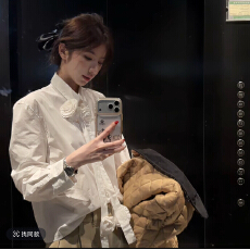 批发【47bb】纯欲<b class='q'>衬衫</b>/减零甜美穿搭➕ 卡其色弯刀工<b class='q'>装</b>牛仔<b class='q'>裤</b>