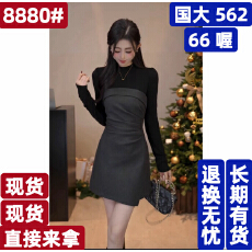 批发YUANLIANSU/圆脸酥童话王国轻奢风不规则拼接<b class='q'>假两件</b><b class='q'>连衣裙</b>女