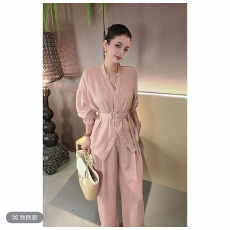 批发（三件套）V领收腰西<b class='q'>装</b>拼接阔腿<b class='q'>裤</b><b class='q'>套装</b>