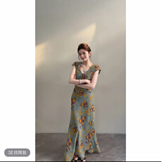 批发【宋颂】夏季新款女装印花时尚无袖修身收腰长<b class='q'>裙</b><b class='q'>连衣裙</b>