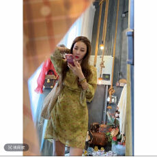 批发素拉欧尼穿搭韩系复古气质氛围碎花提花显瘦绝美<b class='q'>连衣裙</b>