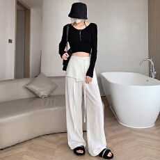 批发实拍 冰丝棉麻假两件屁帘裙裤<b class='q'>女</b>2026夏季休闲垂感宽松阔腿裤<b class='q'>亚麻</b>