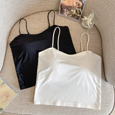 批发<b class='q'>实拍</b>一字围冰丝无痕打底<b class='q'>内衣</b>内搭吊带背心简约风外穿无袖上衣