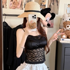 批发实拍纯欲风<b class='q'>蕾丝</b>美背内衣内搭吊带打底衫外穿无袖露肩上衣宽肩背心