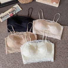 批发实拍纯欲风<b class='q'>蕾丝</b><b class='q'>裹</b>胸内搭抹胸一字领吊带打底衫无袖露肩上衣背心女