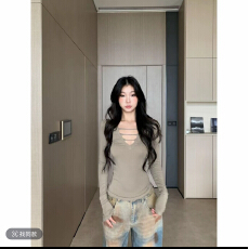 批发withmin凉皮 呢喃<b class='q'>街头</b> 辣妹打底V领系带显瘦修身T恤上衣女2524646