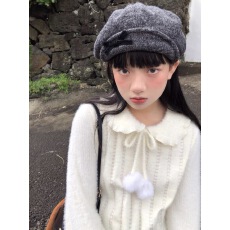 批发嘿山姥姥 娃娃领兔毛毛球打底衫女<b class='q'>秋</b>冬甜美可爱软糯柔软针织上衣