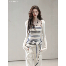 批发Bulletnini加厚保暖抓绒<b class='q'>条纹</b>运动上衣紧身套装长袖飘带长<b class='q'>裤</b>冬季女