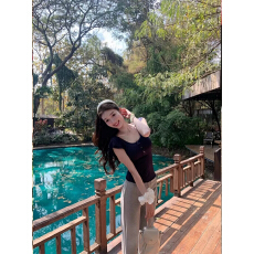 批发来财小马【<b class='q'>小</b>飞袖】双层木耳边<b class='q'>小</b>飞袖天丝羊毛正肩t恤修身百搭上