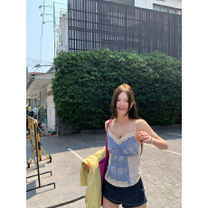 批发牙套大汪【纯欲蕾丝】法式蕾丝撞色拼接吊带