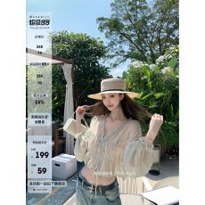 批发板栗可可Bankelili'薄荷之夏'微透轻盈<b class='q'>雪纺</b><b class='q'>衬衫</b>自带抹胸气质上衣