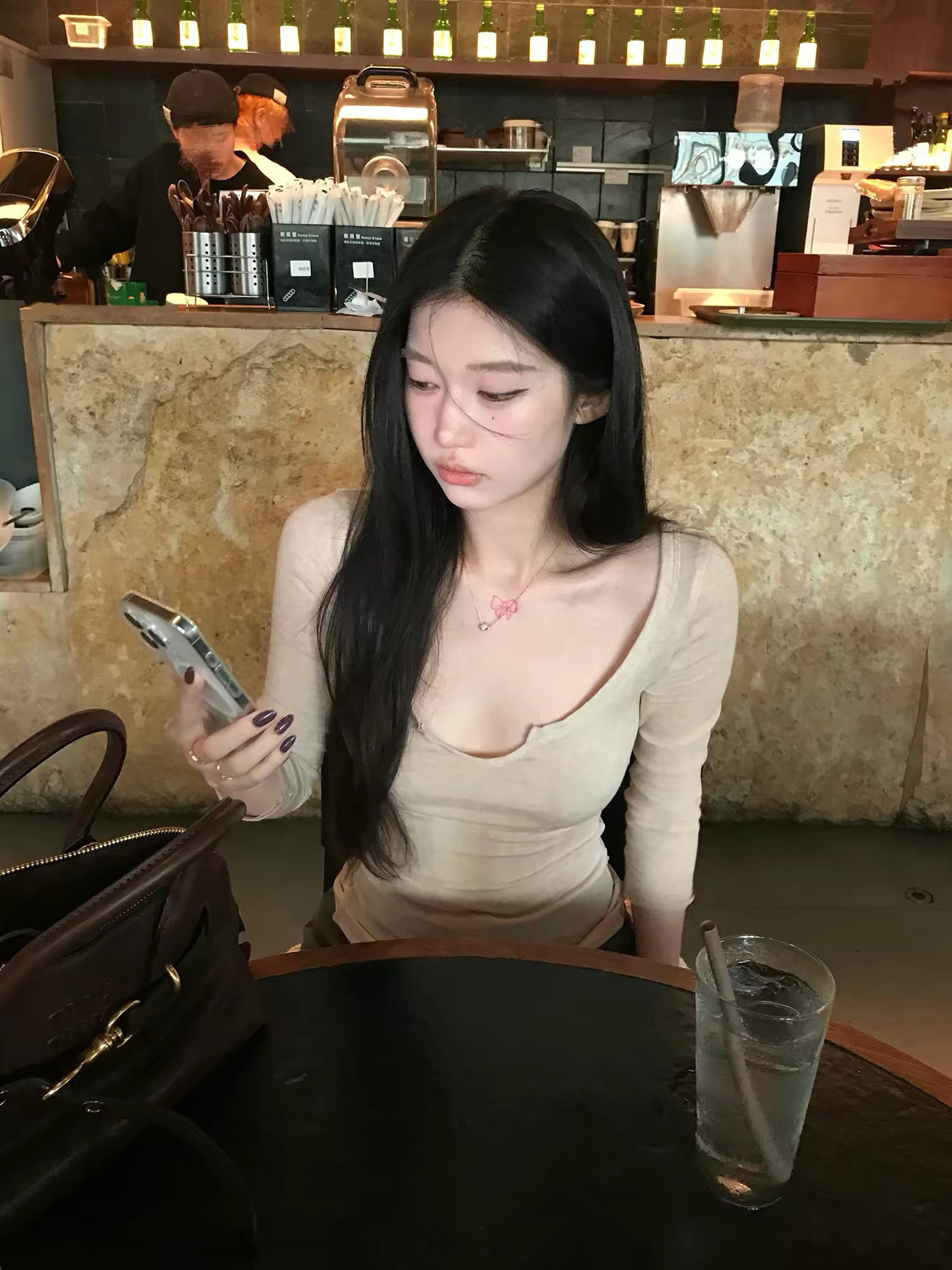 sheepland 쇄골 속삭임 주간 실크 양모 광장 칼라 기초 7부 소매 티셔츠 여성 여름 몸매 가꾸기 슬림해 보이는 맨위