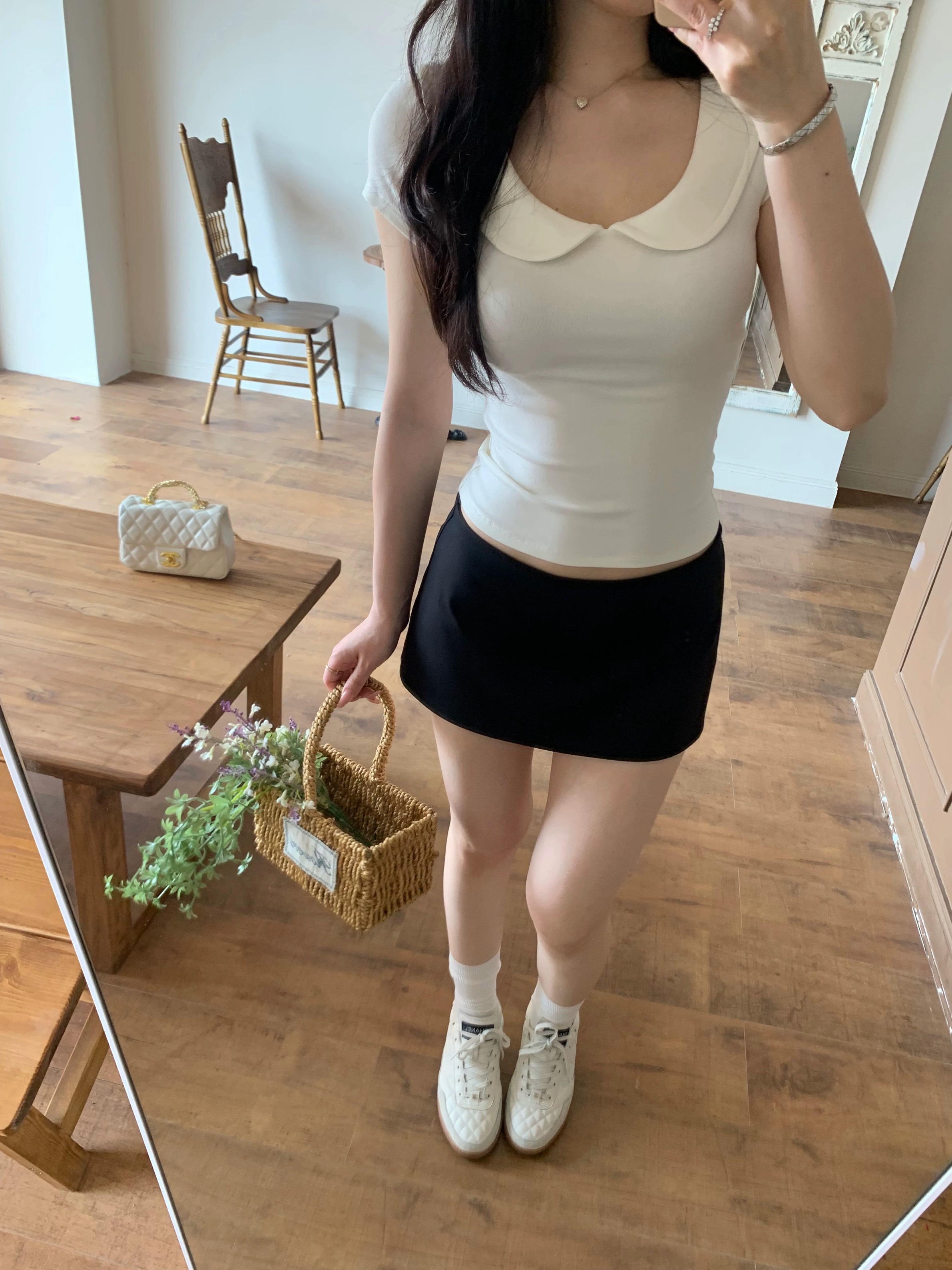 popchee 베이비 칼라 소녀 센스 u 칼라 반팔 기초 좋은 가져 가라. 조금만 있으면 작은 심장 기계 찹쌀 찹쌀 느낌