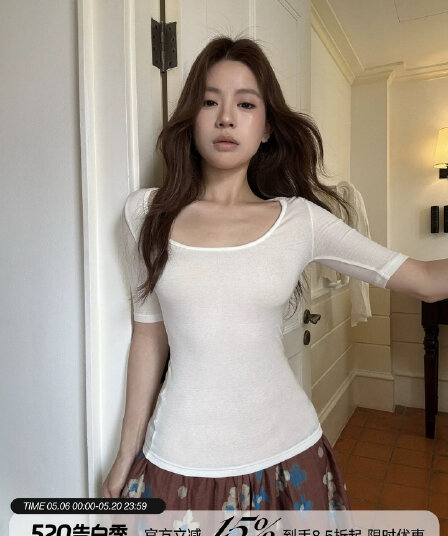medoitn 구름 터치 주간 실크 양모 u 칼라 중간 소매 프로 피부 편안함 단색 반팔 티셔츠 맨위 여성